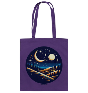 Winterliche Ruhe – Haus im Mondschein - Baumwolltasche Bright Lights Arts