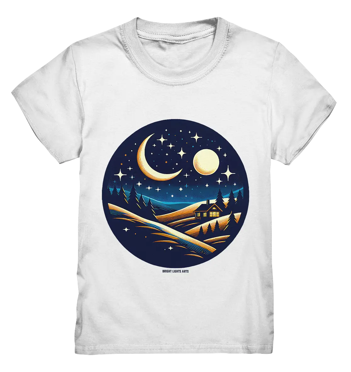 Winterliche Ruhe – Haus im Mondschein - Kids Premium Shirt Bright Lights Arts