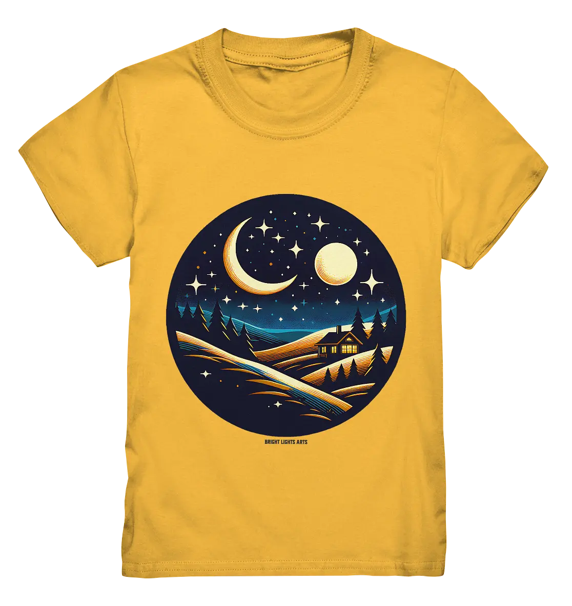 Winterliche Ruhe – Haus im Mondschein - Kids Premium Shirt Bright Lights Arts