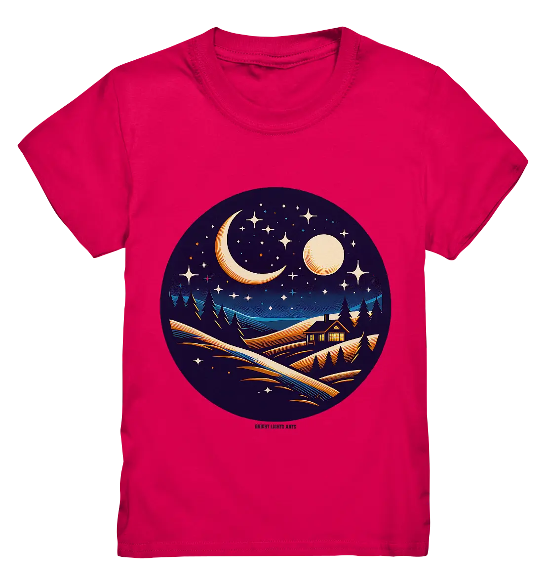 Winterliche Ruhe – Haus im Mondschein - Kids Premium Shirt Bright Lights Arts