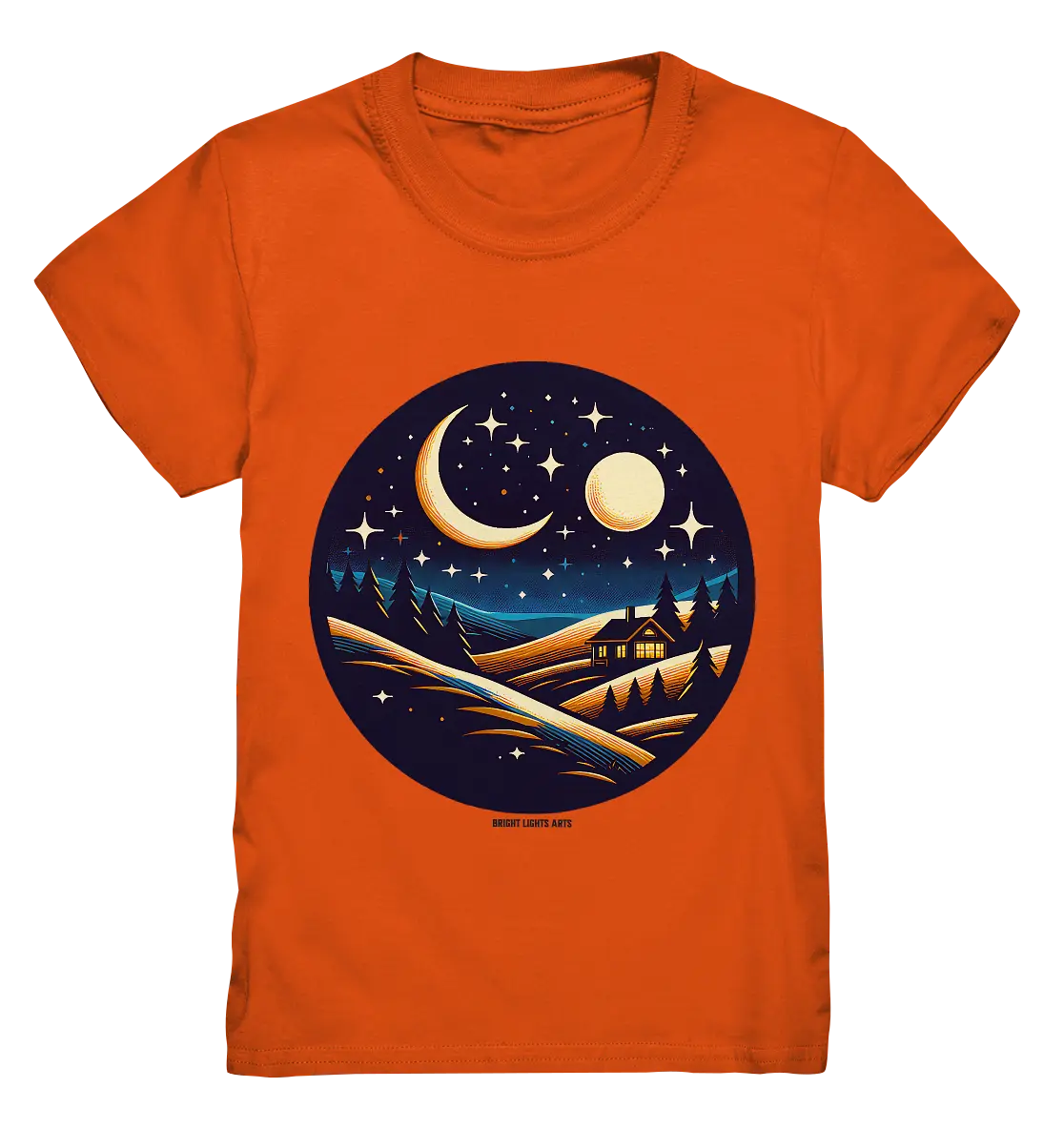 Winterliche Ruhe – Haus im Mondschein - Kids Premium Shirt Bright Lights Arts