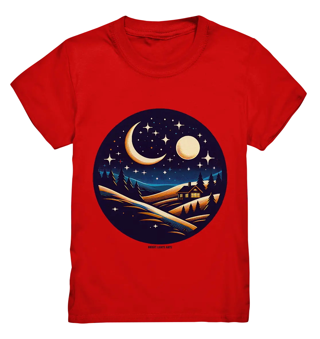 Winterliche Ruhe – Haus im Mondschein - Kids Premium Shirt Bright Lights Arts