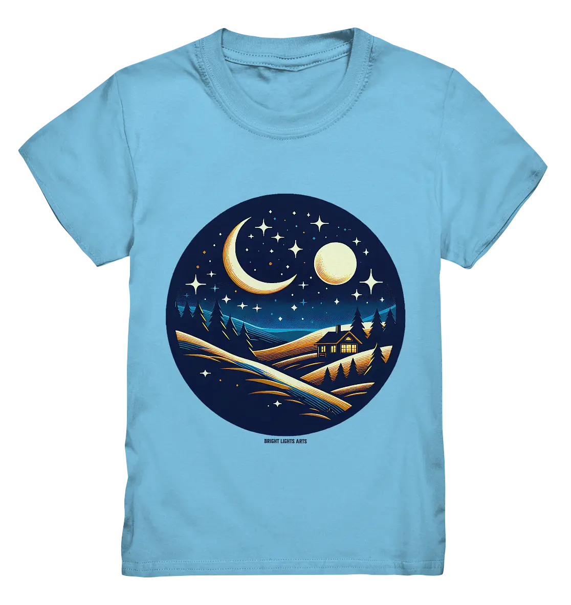 Winterliche Ruhe – Haus im Mondschein - Kids Premium Shirt Bright Lights Arts
