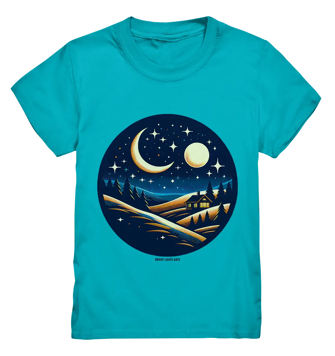 Winterliche Ruhe – Haus im Mondschein - Kids Premium Shirt Bright Lights Arts