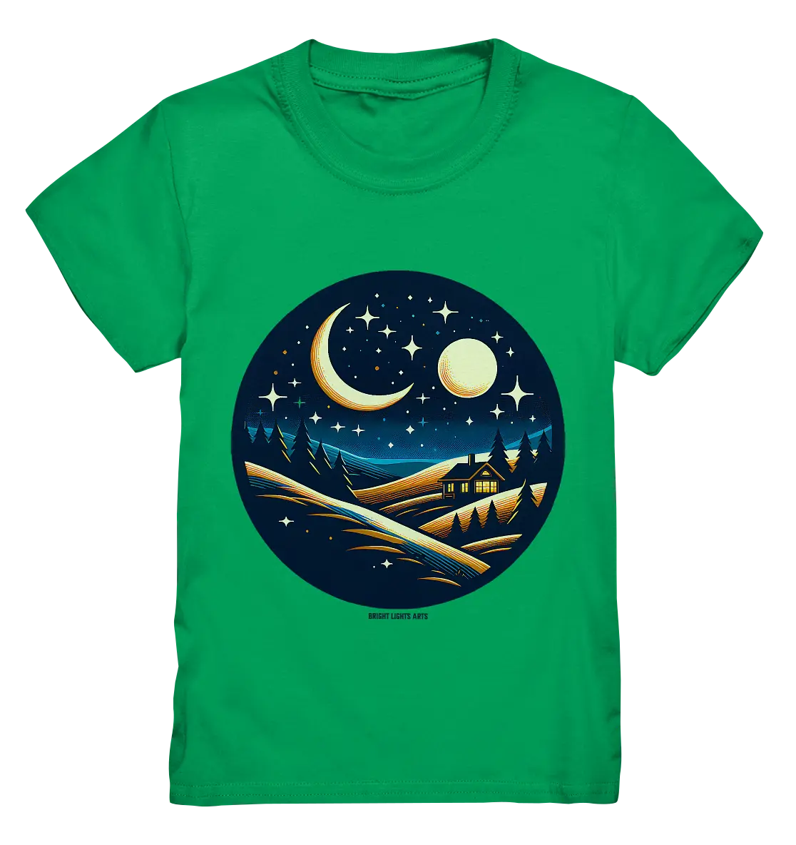 Winterliche Ruhe – Haus im Mondschein - Kids Premium Shirt Bright Lights Arts