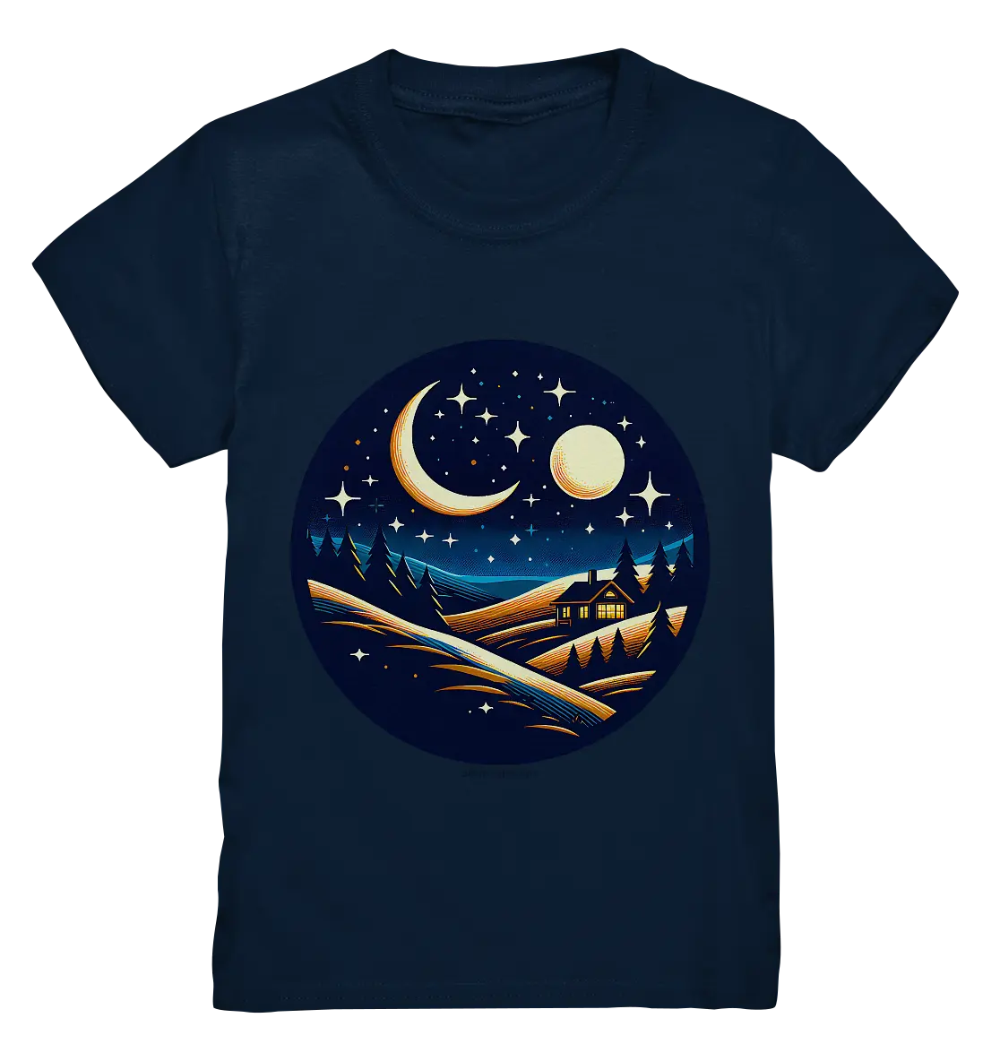 Winterliche Ruhe – Haus im Mondschein - Kids Premium Shirt Bright Lights Arts