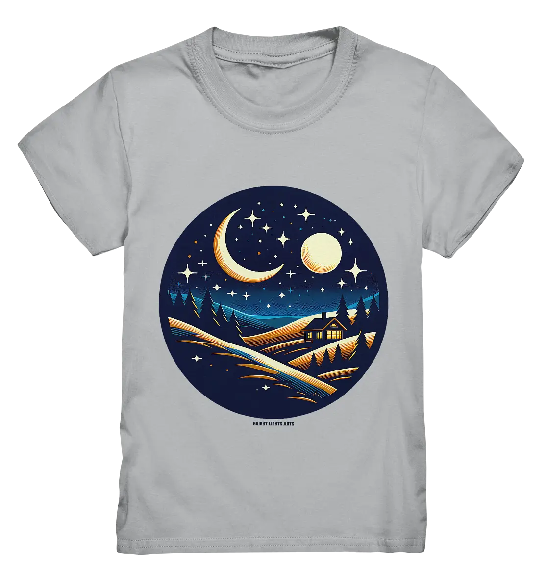 Winterliche Ruhe – Haus im Mondschein - Kids Premium Shirt Bright Lights Arts