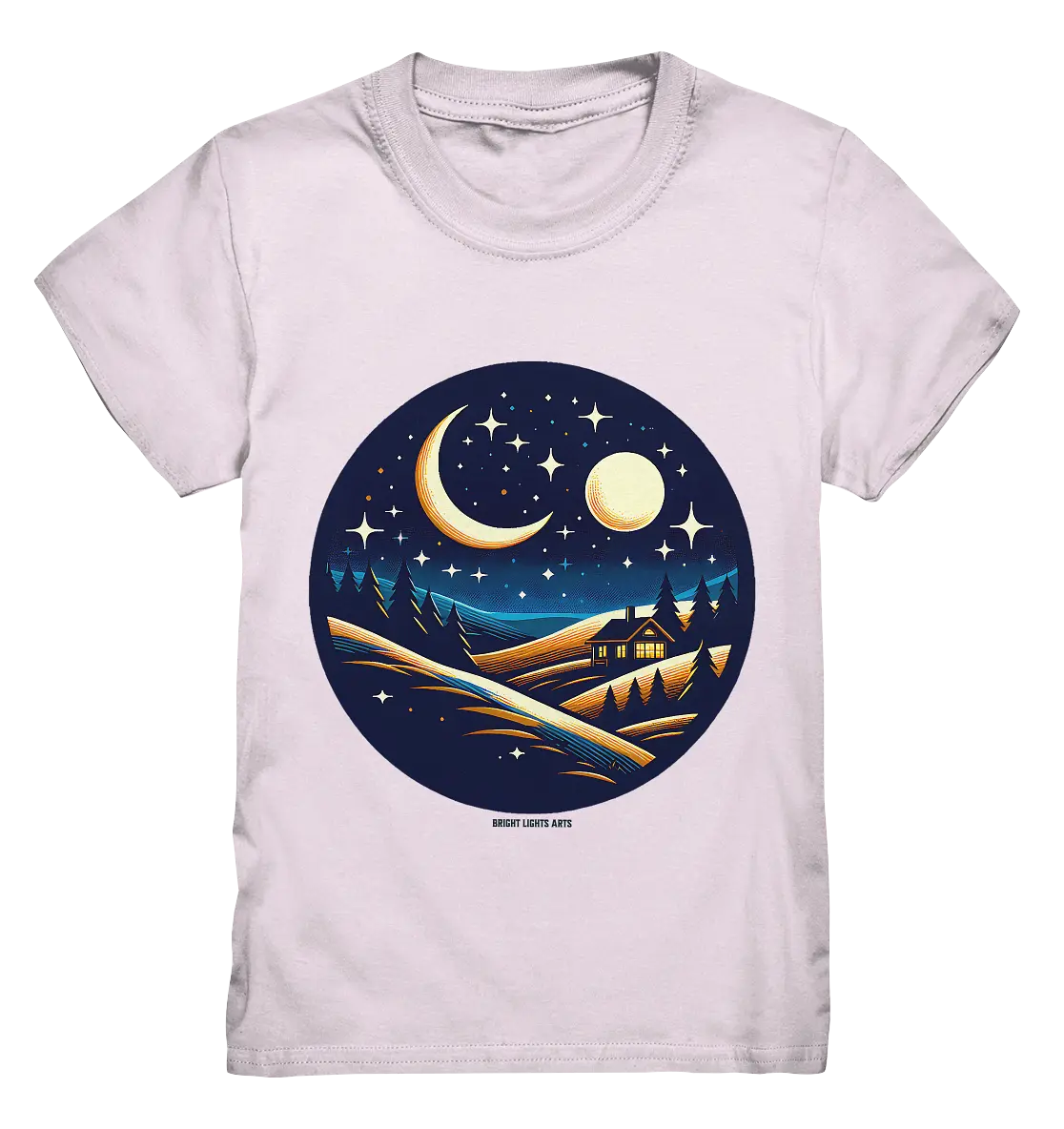 Winterliche Ruhe – Haus im Mondschein - Kids Premium Shirt Bright Lights Arts