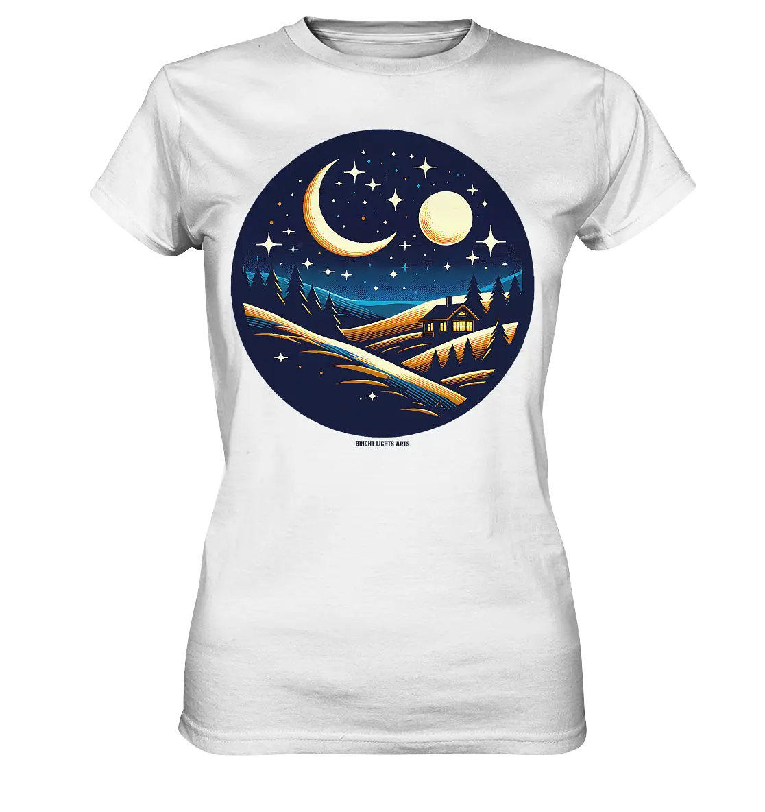 Winterliche Ruhe – Haus im Mondschein - Ladies Premium Shirt Bright Lights Arts