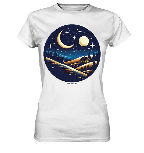 Winterliche Ruhe – Haus im Mondschein - Ladies Premium Shirt Bright Lights Arts