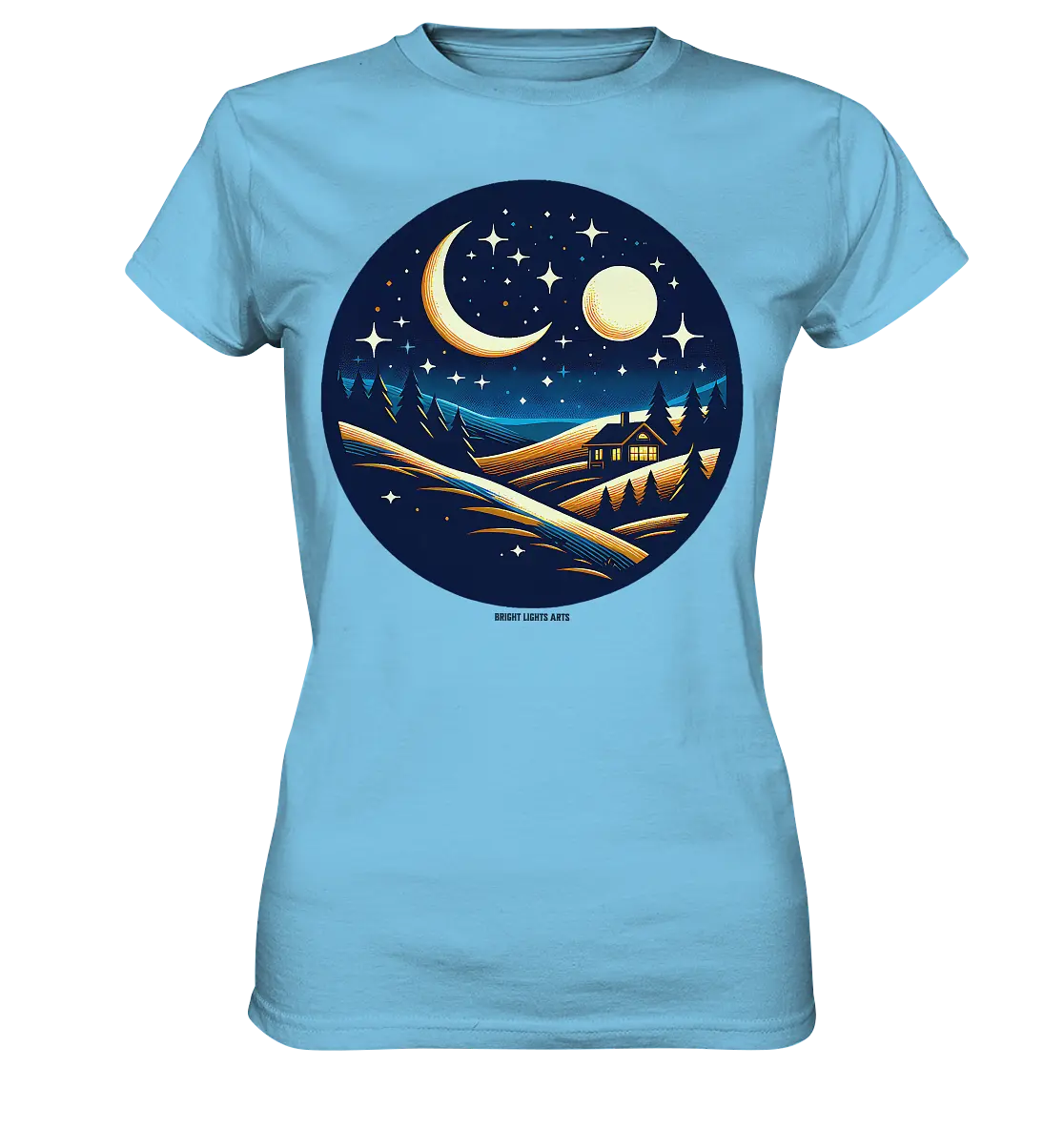 Winterliche Ruhe – Haus im Mondschein - Ladies Premium Shirt Bright Lights Arts