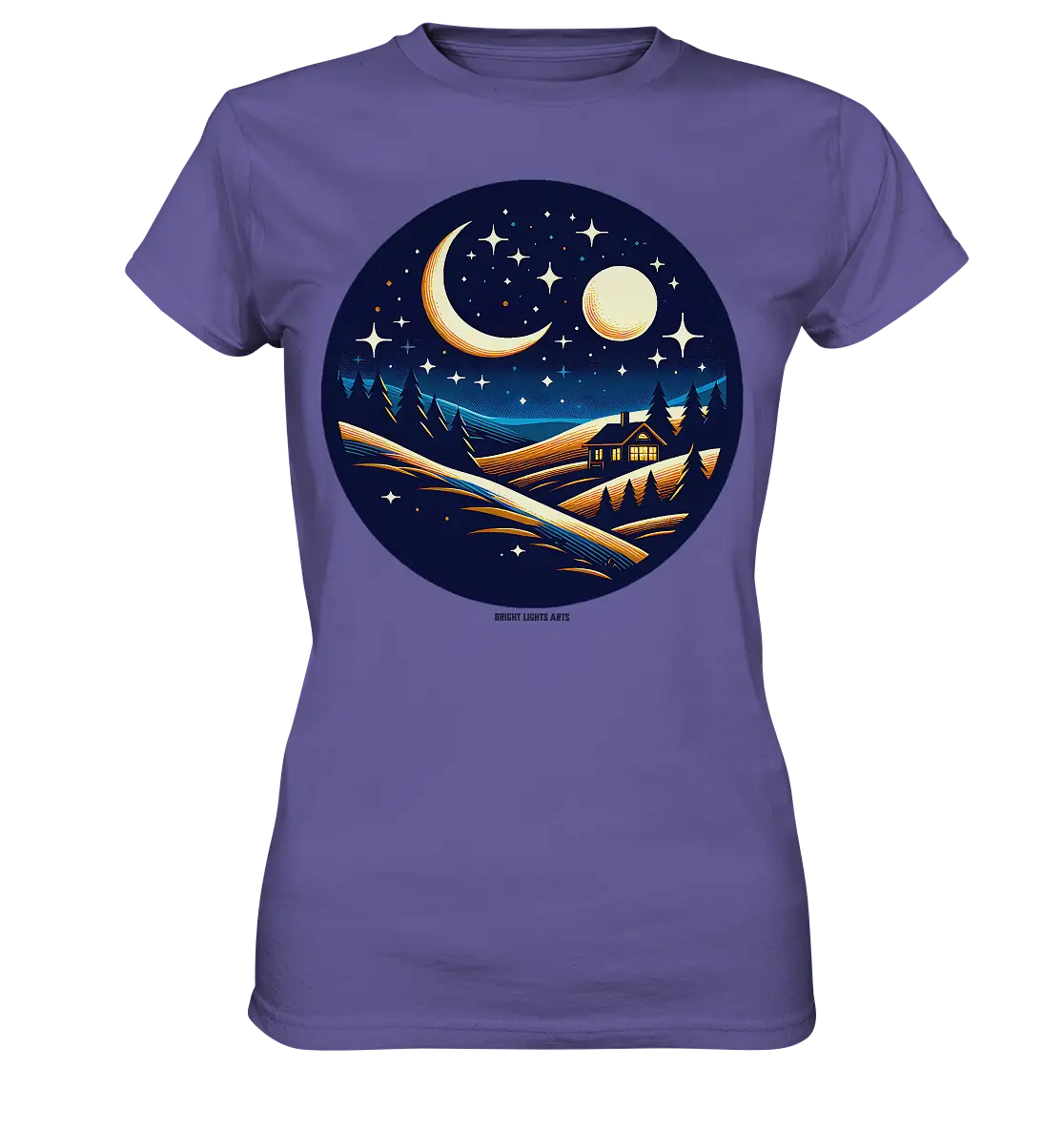Winterliche Ruhe – Haus im Mondschein - Ladies Premium Shirt Bright Lights Arts