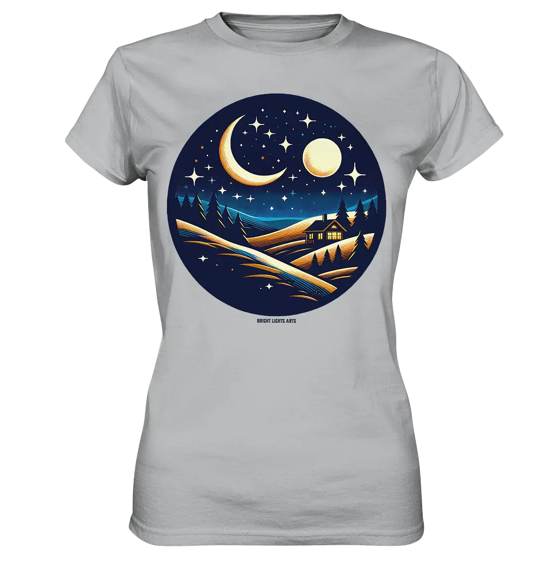Winterliche Ruhe – Haus im Mondschein - Ladies Premium Shirt Bright Lights Arts