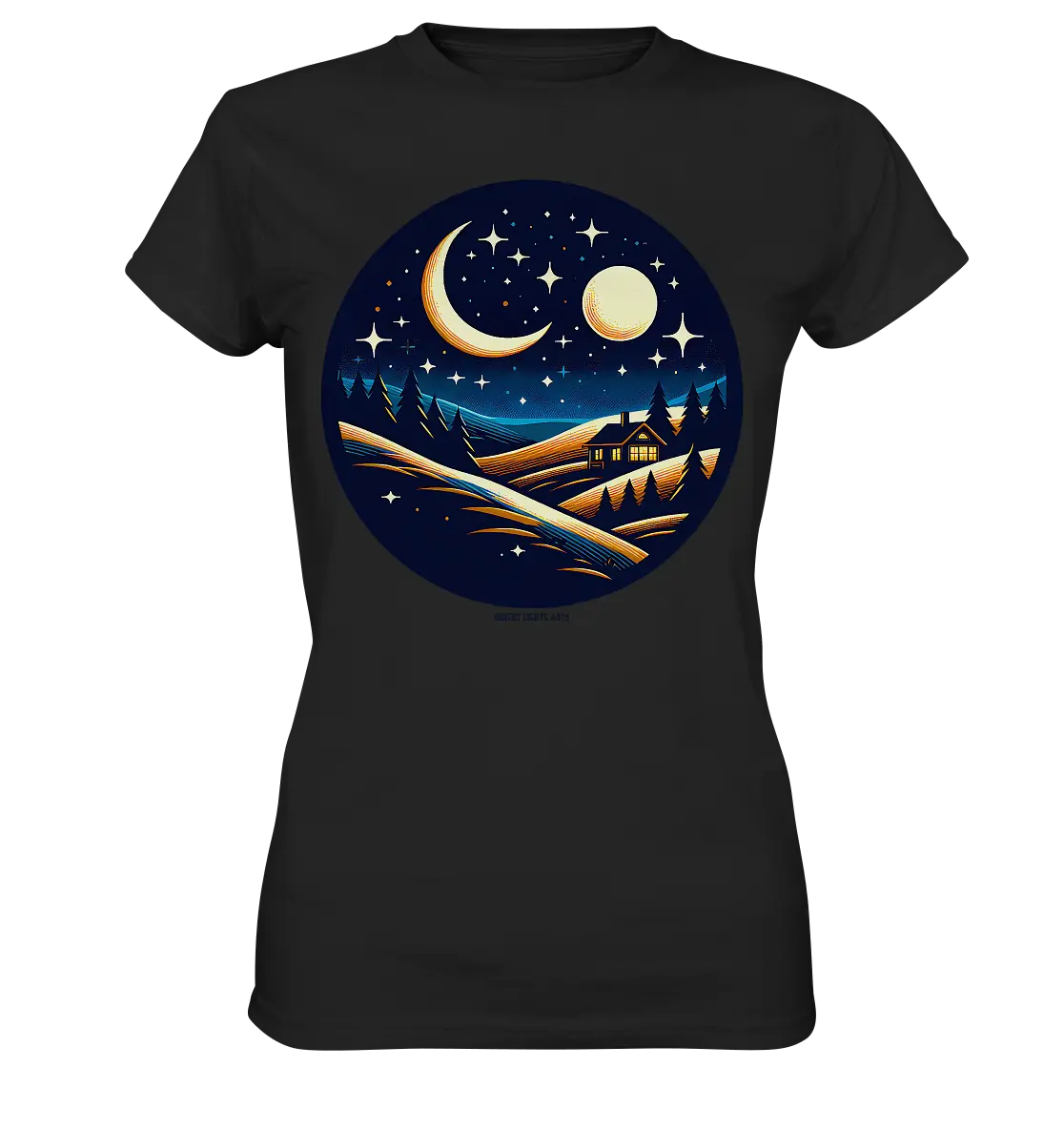 Winterliche Ruhe – Haus im Mondschein - Ladies Premium Shirt Bright Lights Arts