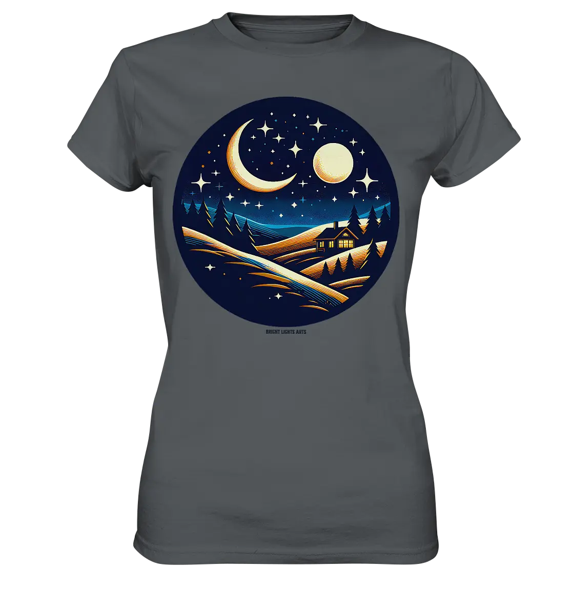 Winterliche Ruhe – Haus im Mondschein - Ladies Premium Shirt Bright Lights Arts