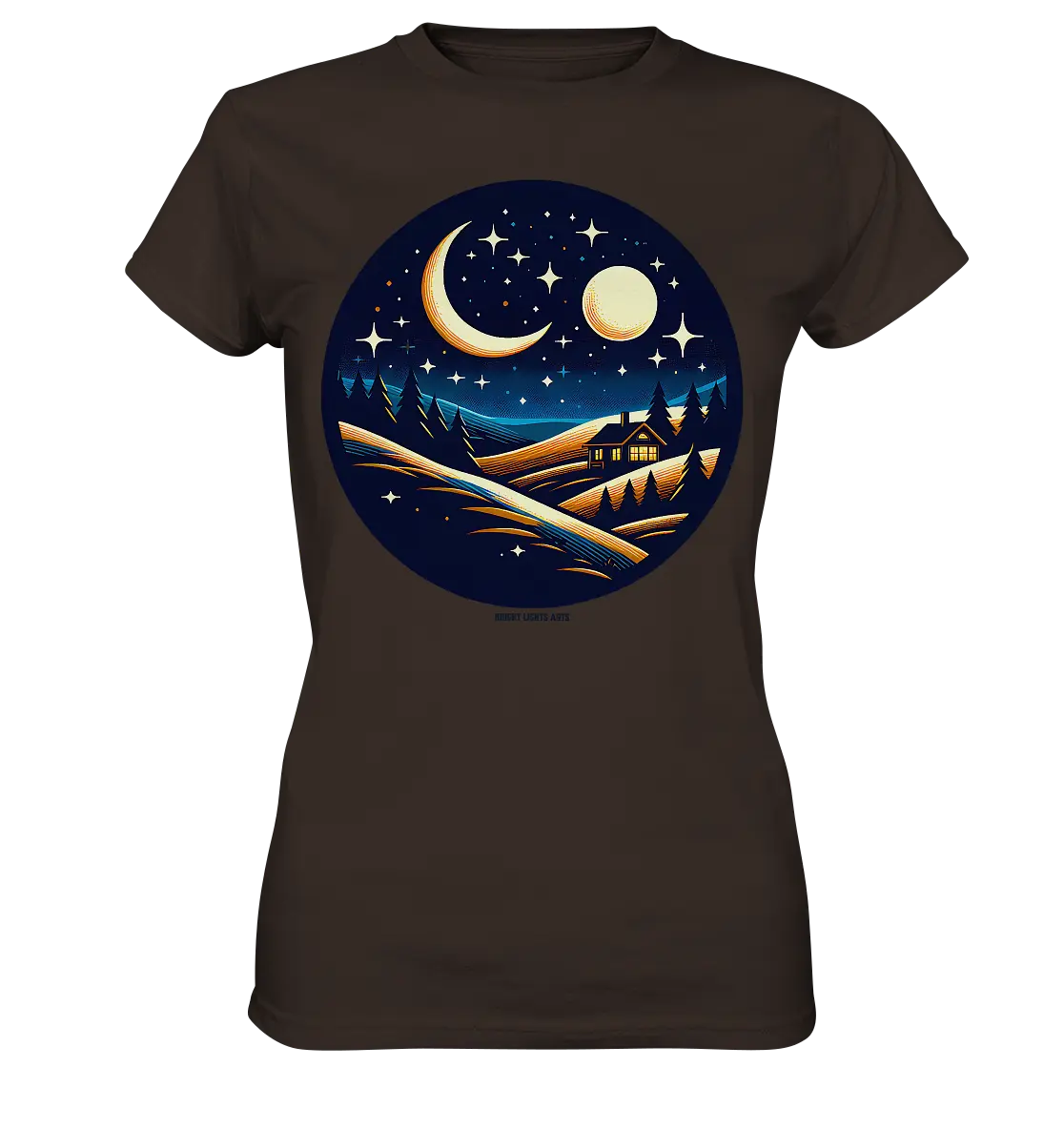 Winterliche Ruhe – Haus im Mondschein - Ladies Premium Shirt Bright Lights Arts