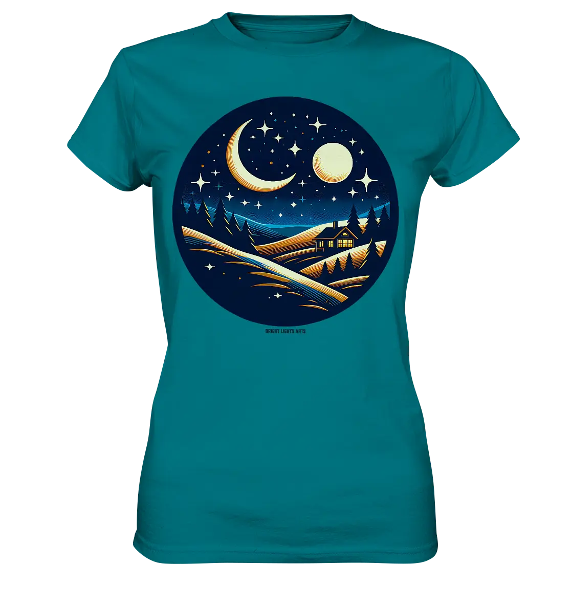 Winterliche Ruhe – Haus im Mondschein - Ladies Premium Shirt Bright Lights Arts