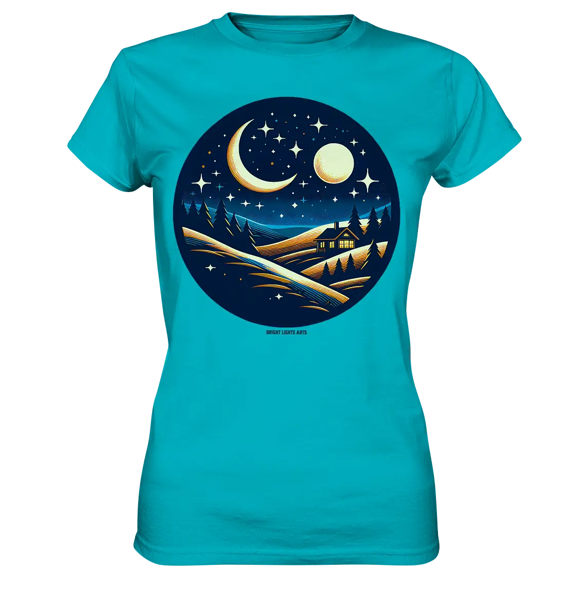 Winterliche Ruhe – Haus im Mondschein - Ladies Premium Shirt Bright Lights Arts