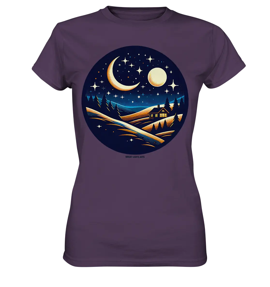 Winterliche Ruhe – Haus im Mondschein - Ladies Premium Shirt Bright Lights Arts