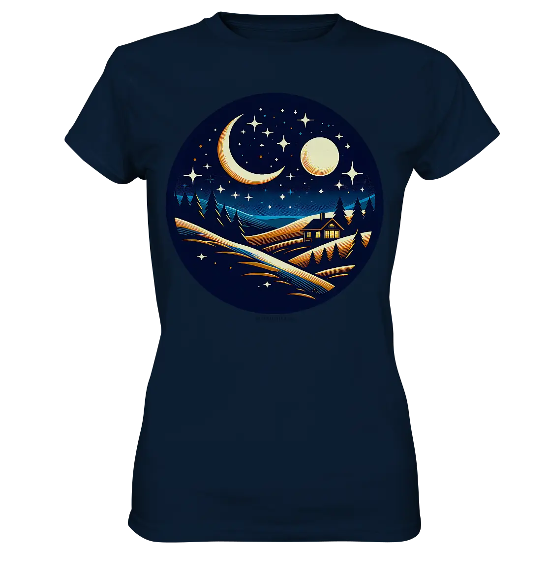 Winterliche Ruhe – Haus im Mondschein - Ladies Premium Shirt Bright Lights Arts
