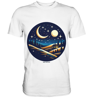 Winterliche Ruhe – Haus im Mondschein - Premium Shirt Bright Lights Arts
