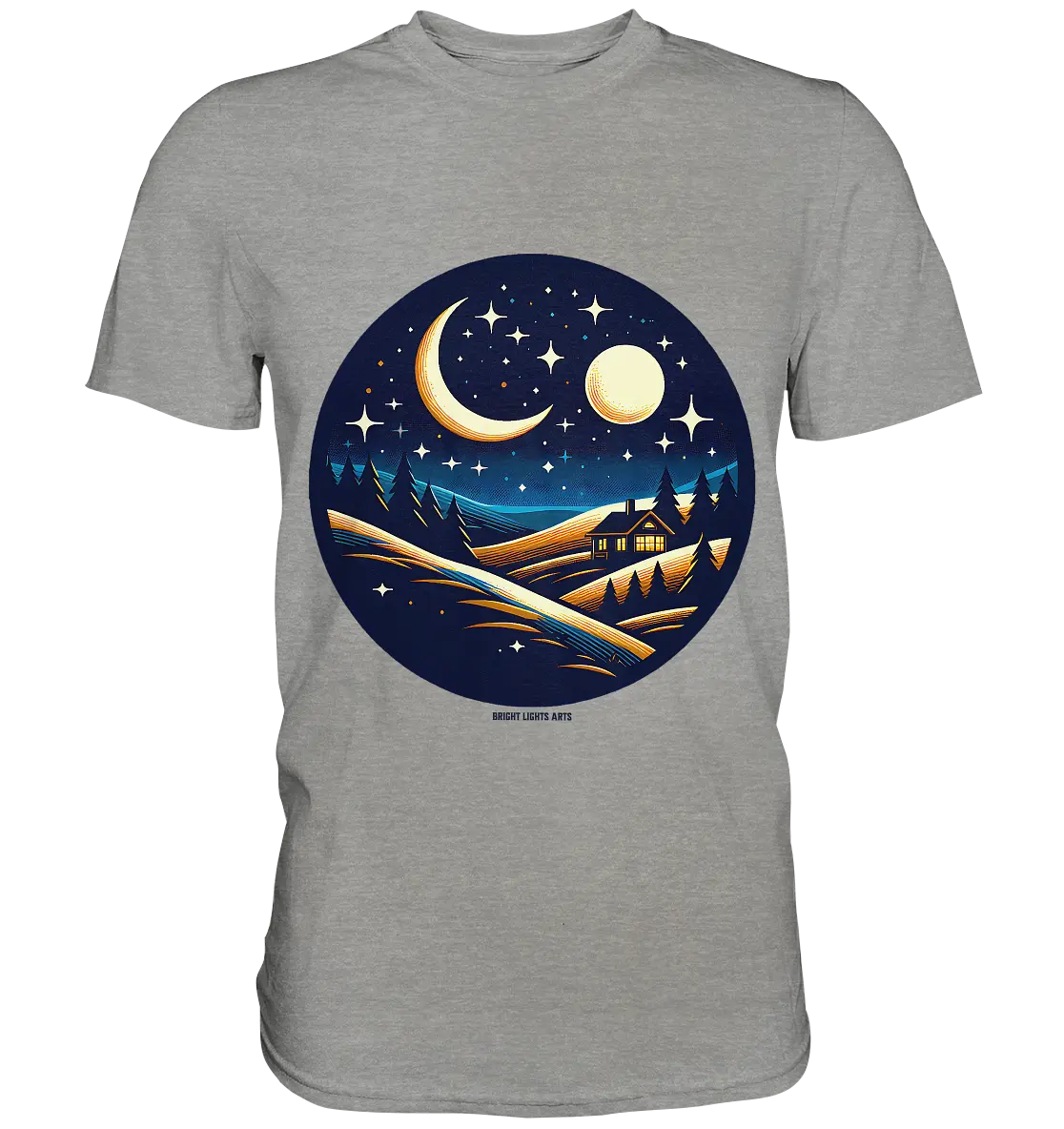 Winterliche Ruhe – Haus im Mondschein - Premium Shirt Bright Lights Arts