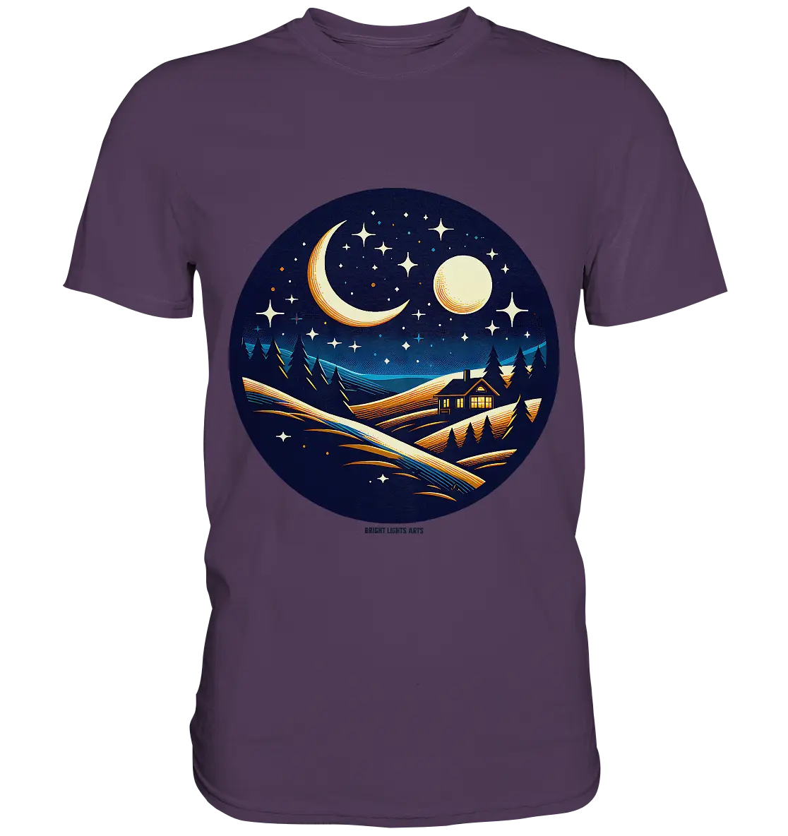 Winterliche Ruhe – Haus im Mondschein - Premium Shirt Bright Lights Arts