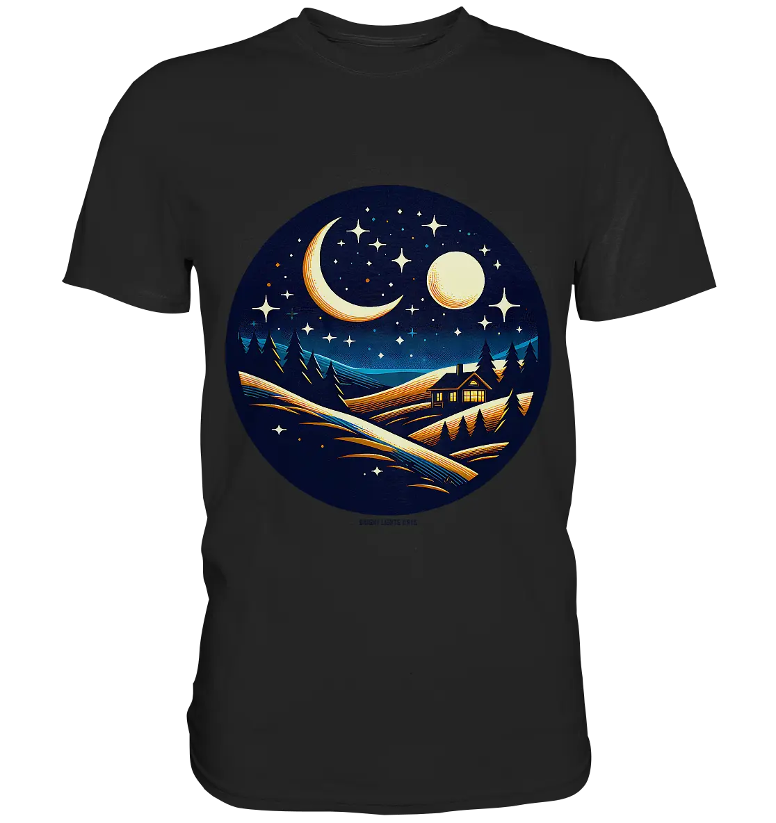 Winterliche Ruhe – Haus im Mondschein - Premium Shirt Bright Lights Arts