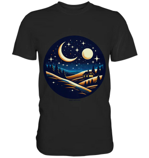 Winterliche Ruhe – Haus im Mondschein - Premium Shirt Bright Lights Arts