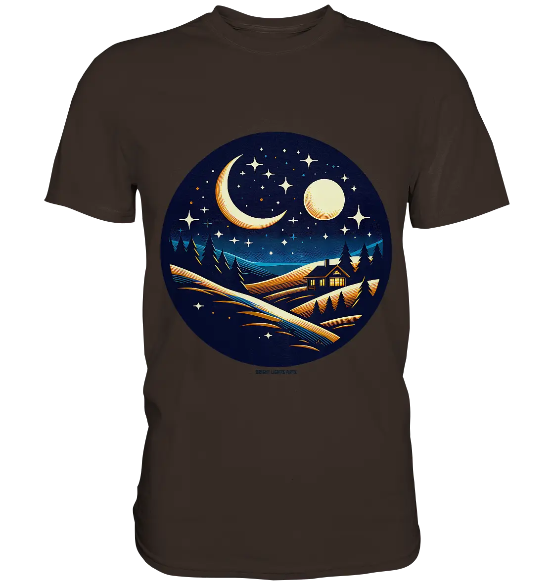 Winterliche Ruhe – Haus im Mondschein - Premium Shirt Bright Lights Arts