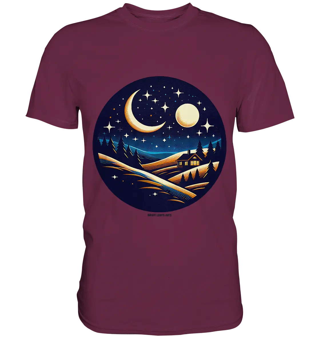 Winterliche Ruhe – Haus im Mondschein - Premium Shirt Bright Lights Arts