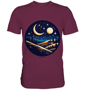 Winterliche Ruhe – Haus im Mondschein - Premium Shirt Bright Lights Arts