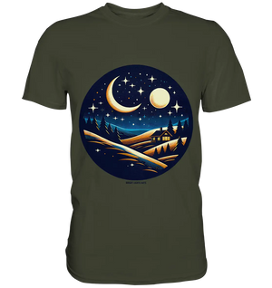Winterliche Ruhe – Haus im Mondschein - Premium Shirt Bright Lights Arts