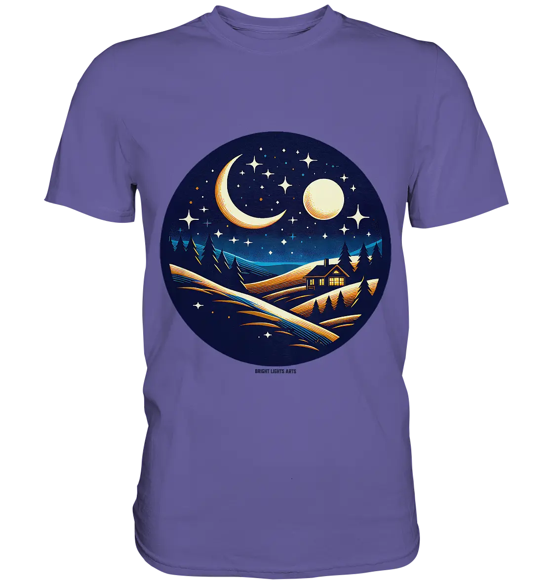 Winterliche Ruhe – Haus im Mondschein - Premium Shirt Bright Lights Arts