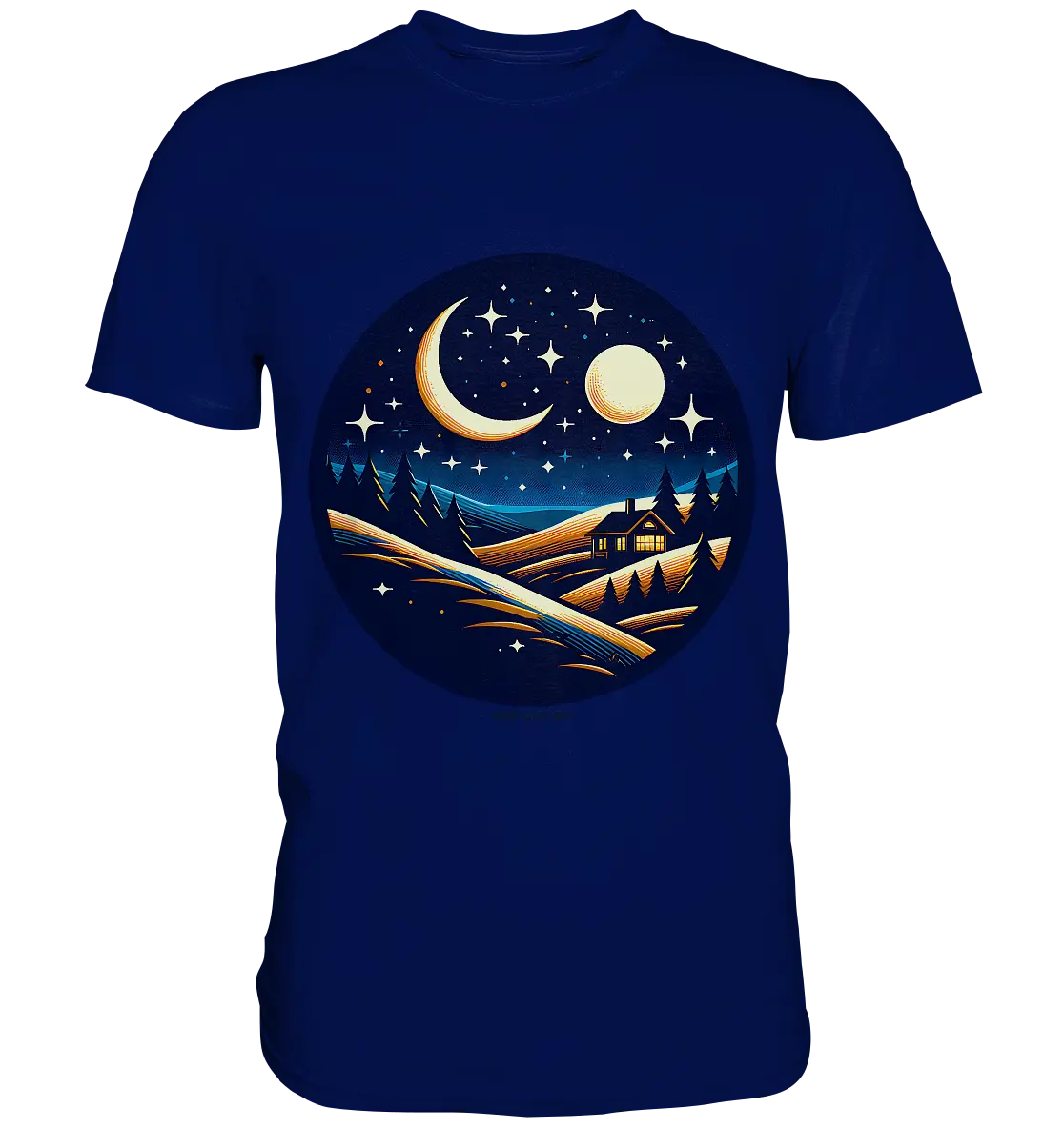 Winterliche Ruhe – Haus im Mondschein - Premium Shirt Bright Lights Arts