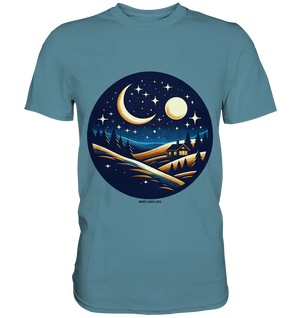 Winterliche Ruhe – Haus im Mondschein - Premium Shirt Bright Lights Arts