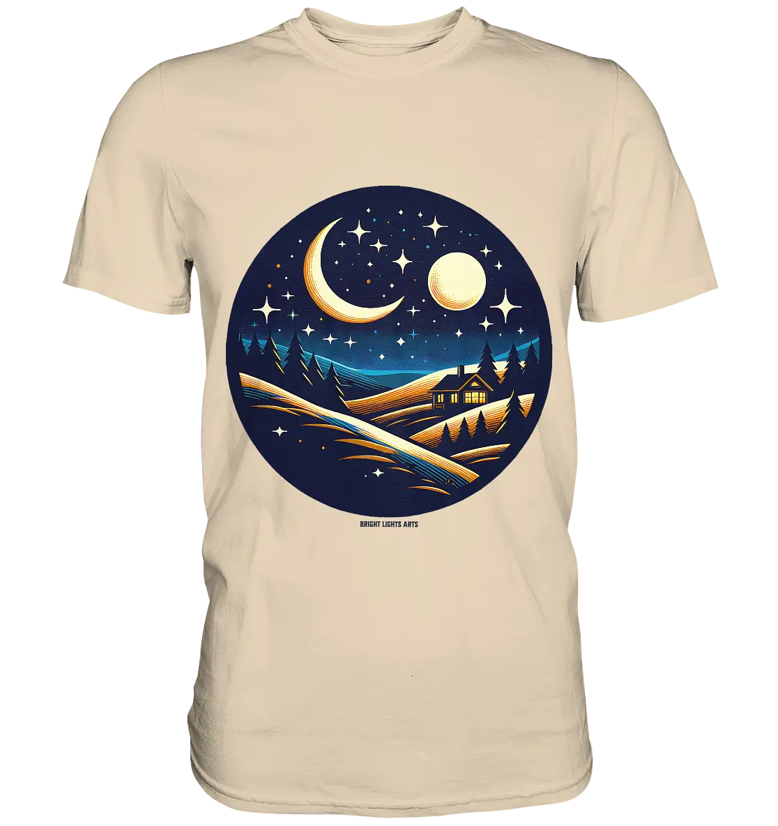 Winterliche Ruhe – Haus im Mondschein - Premium Shirt Bright Lights Arts