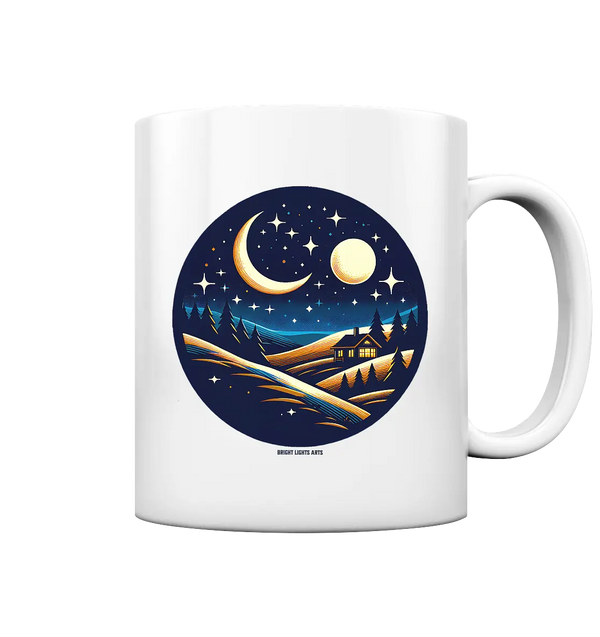 Winterliche Ruhe – Haus im Mondschein - Tasse glossy Bright Lights Arts