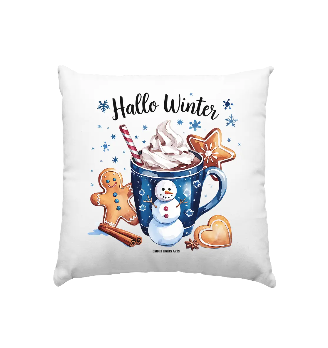 Winterliche Schokoladentasse mit Lebkuchenzauber - Kissen 40x40cm Bright Lights Arts