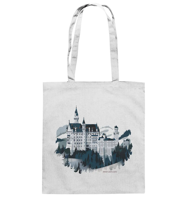 Winterliches Schloss – Majestät in Schnee und Stil - Baumwolltasche Bright Lights Arts