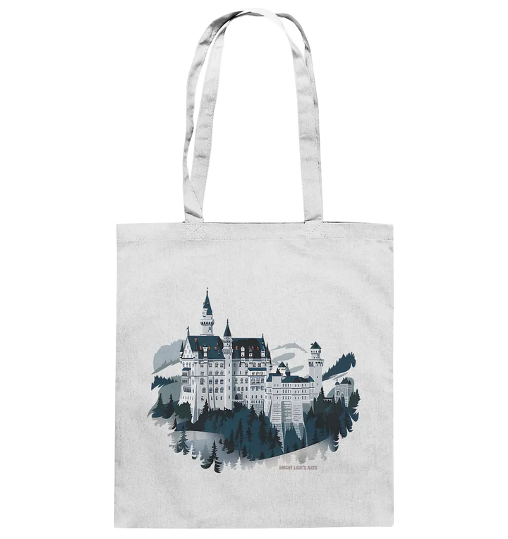 Winterliches Schloss – Majestät in Schnee und Stil - Baumwolltasche Bright Lights Arts