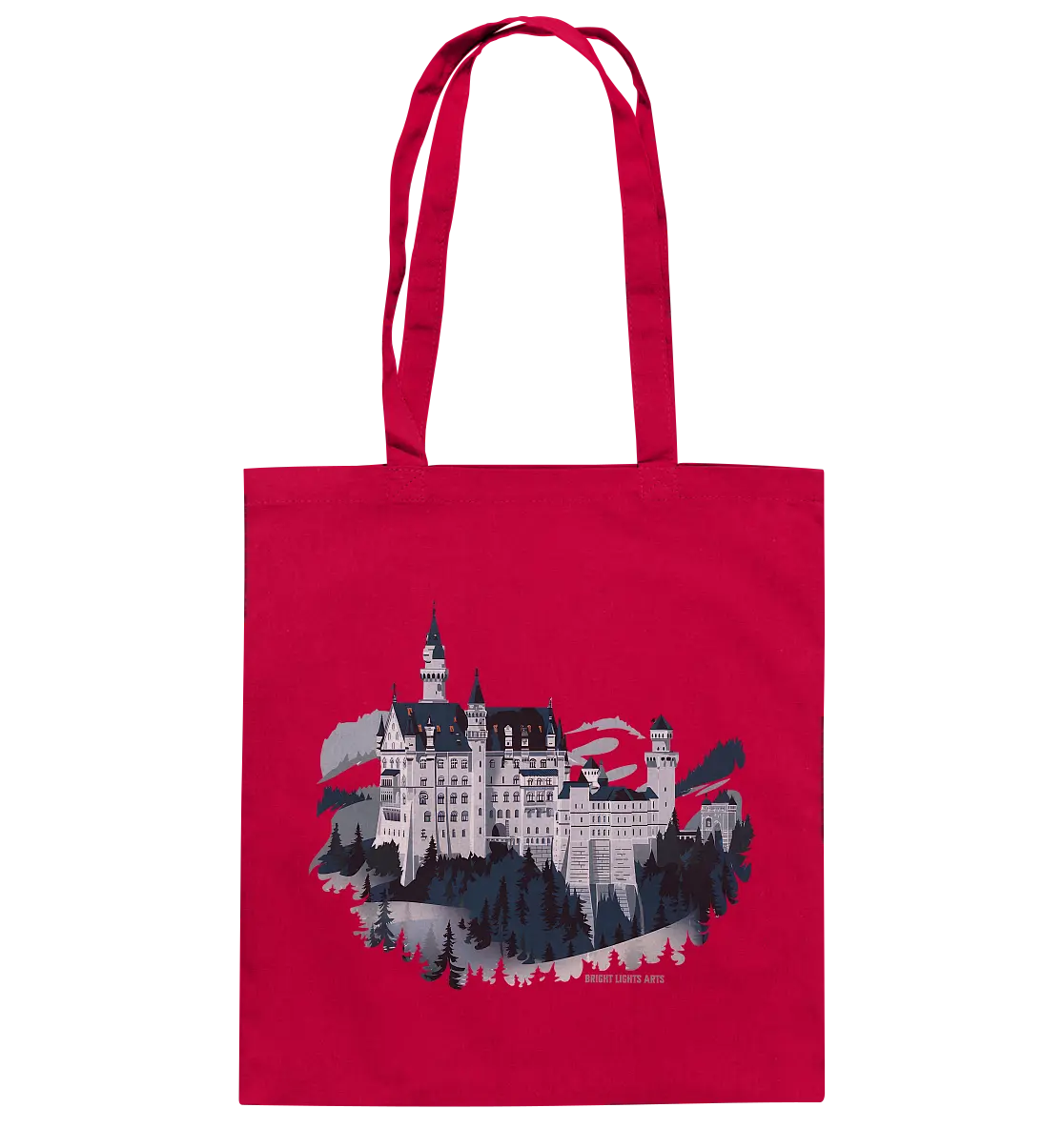 Winterliches Schloss – Majestät in Schnee und Stil - Baumwolltasche Bright Lights Arts