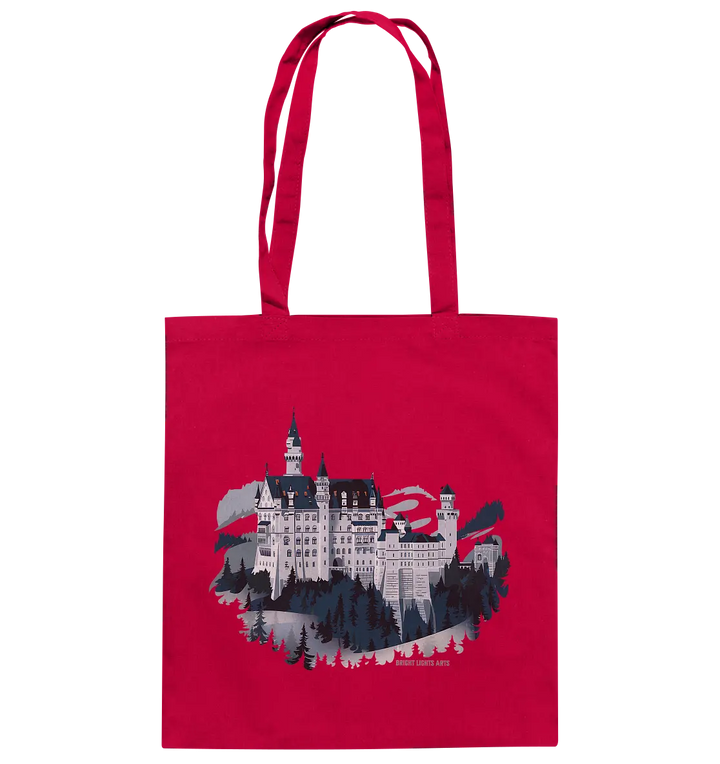 Winterliches Schloss – Majestät in Schnee und Stil - Baumwolltasche Bright Lights Arts
