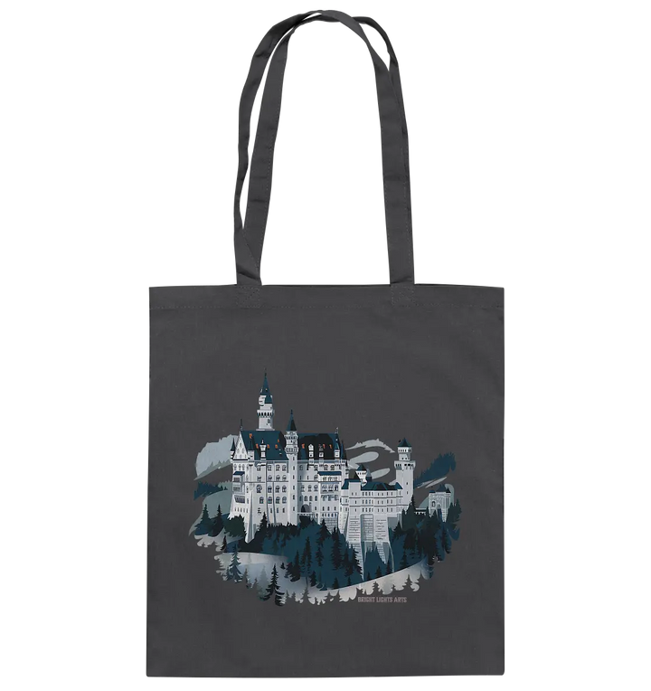 Winterliches Schloss – Majestät in Schnee und Stil - Baumwolltasche Bright Lights Arts