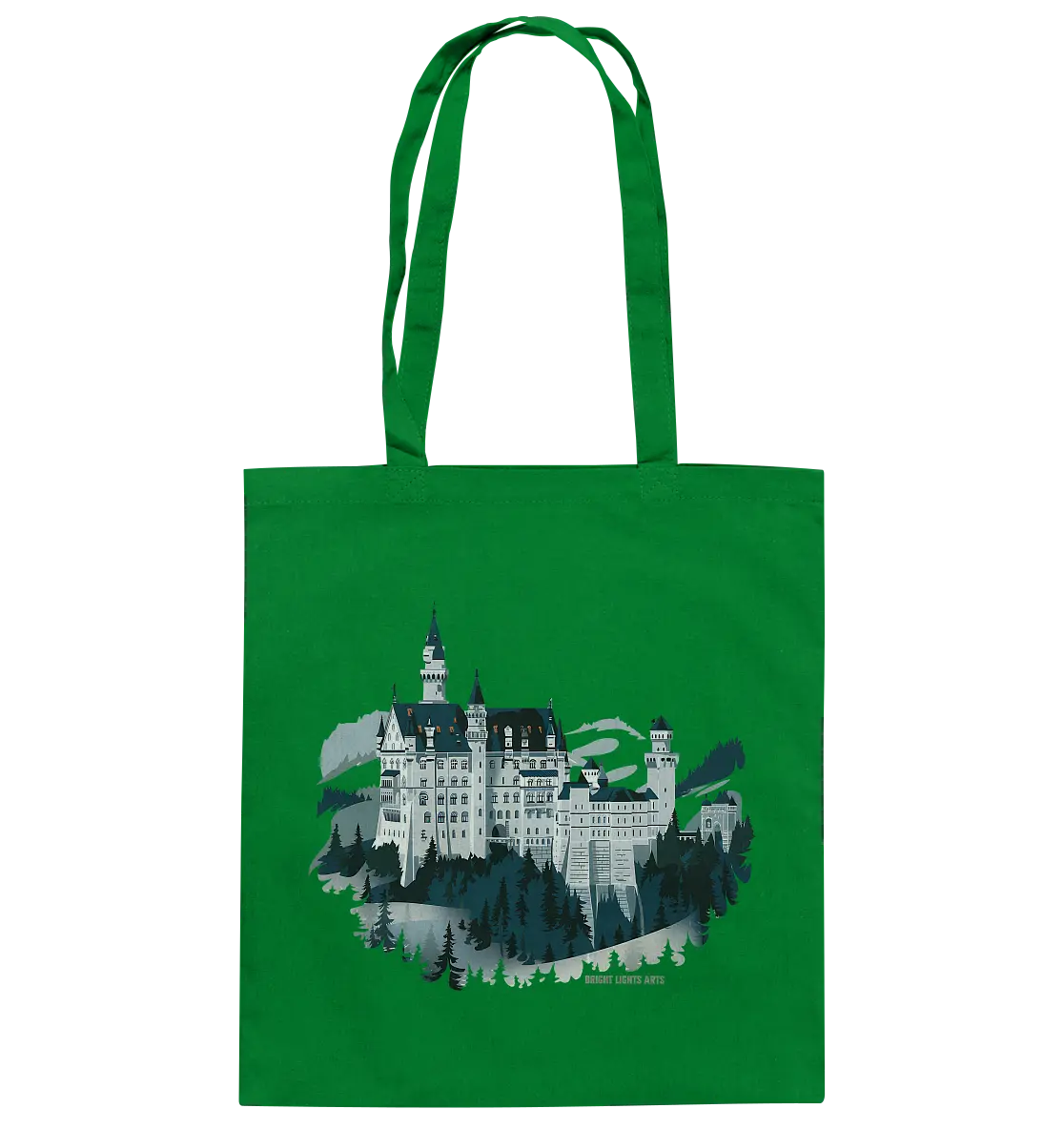 Winterliches Schloss – Majestät in Schnee und Stil - Baumwolltasche Bright Lights Arts