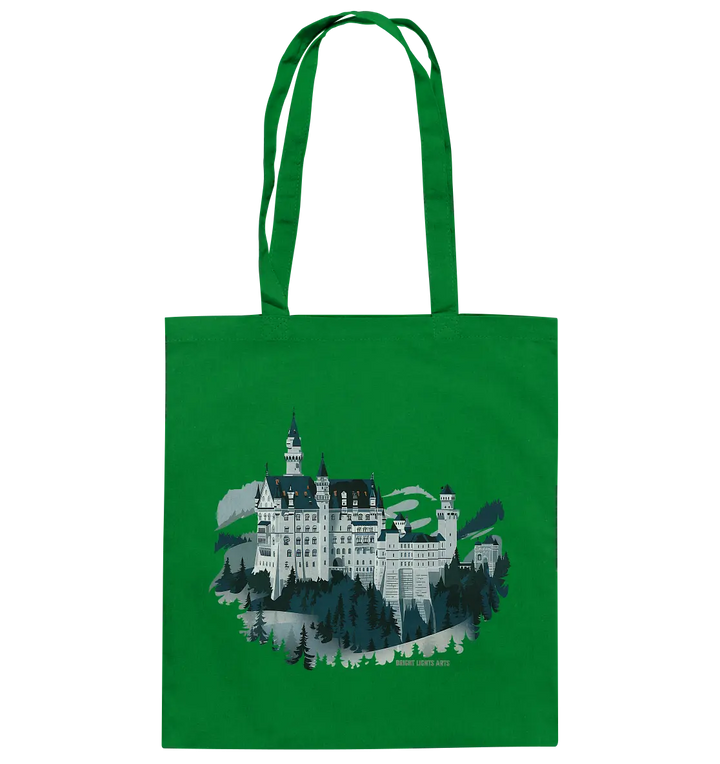 Winterliches Schloss – Majestät in Schnee und Stil - Baumwolltasche Bright Lights Arts