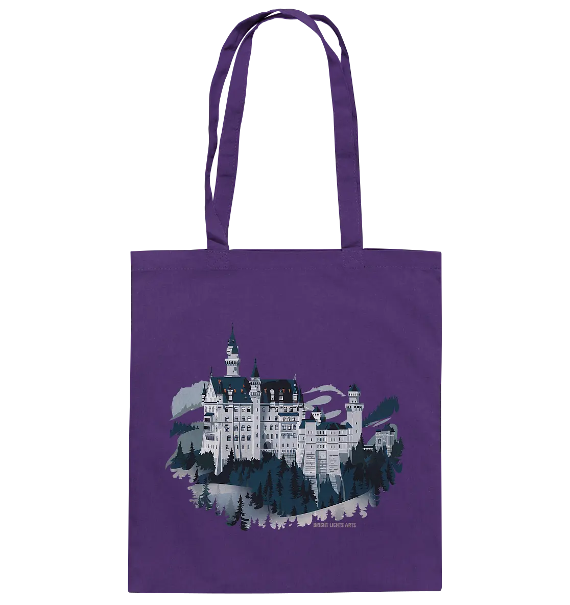 Winterliches Schloss – Majestät in Schnee und Stil - Baumwolltasche Bright Lights Arts
