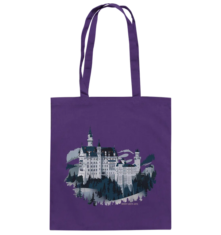 Winterliches Schloss – Majestät in Schnee und Stil - Baumwolltasche Bright Lights Arts