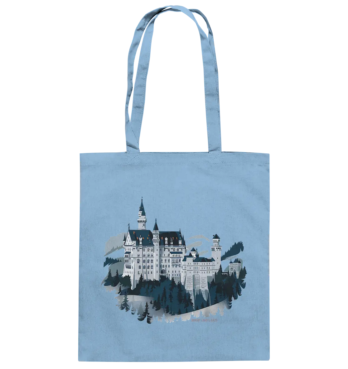 Winterliches Schloss – Majestät in Schnee und Stil - Baumwolltasche Bright Lights Arts