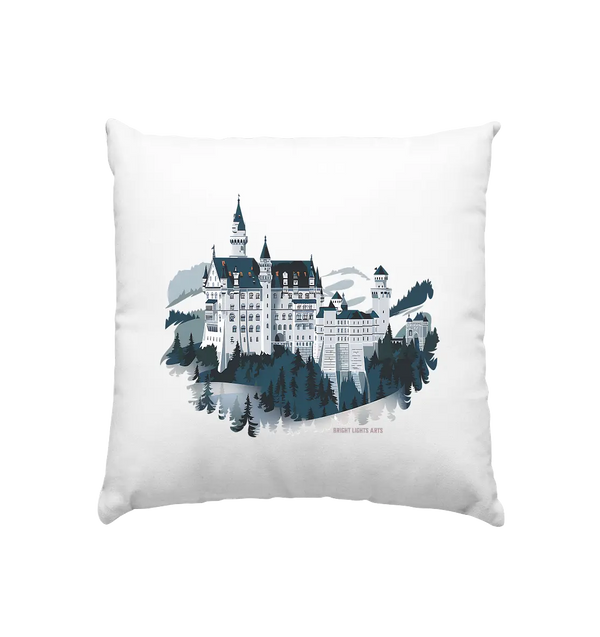 Winterliches Schloss – Majestät in Schnee und Stil - Kissen 40x40cm Bright Lights Arts